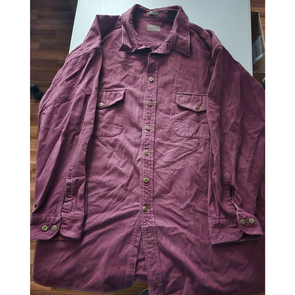 St Johns Bay Men's Burgundy Long Sleeve Pocket Button Up Shirt - Size 3XL - Picture 1 of 8